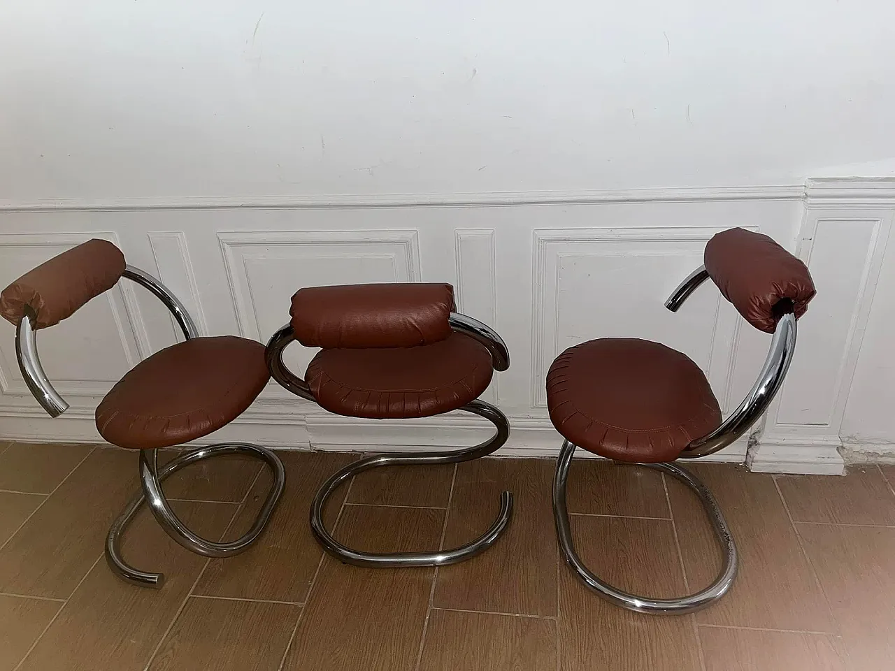 Cobra model chairs by Giotto Stoppino, 70s 6