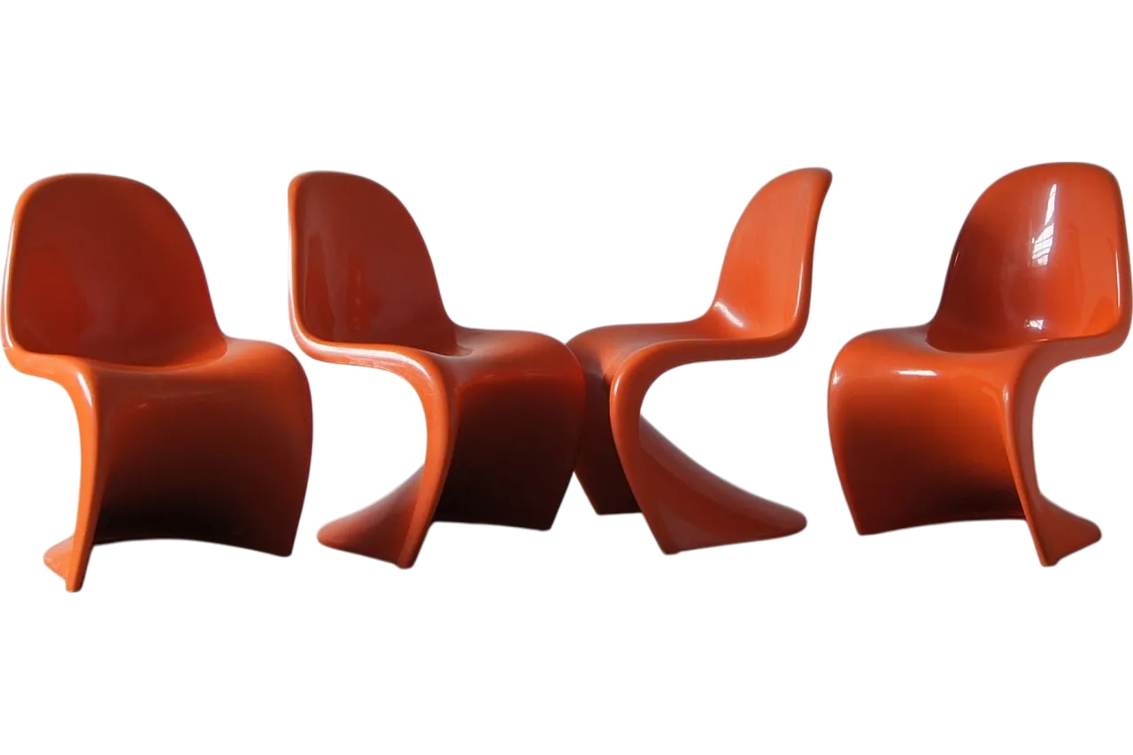 Sedie Panton arancioni di Verner Panton per Herman Miller, 1974, set di 4 10