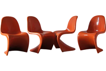 Sedie Panton arancioni di Verner Panton per Herman Miller, 1974, set di 4