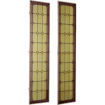 Antique Windows Art Nouveau Coloured Glass Italy XX Century