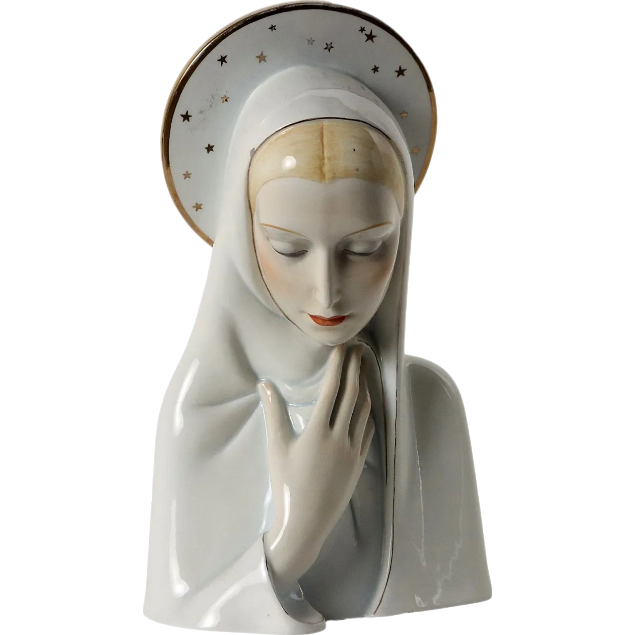 Sculpture Virgin Mary ceramic by Ronzan. 20th century 11