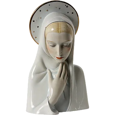 Sculpture Virgin Mary ceramic by Ronzan. 20th century