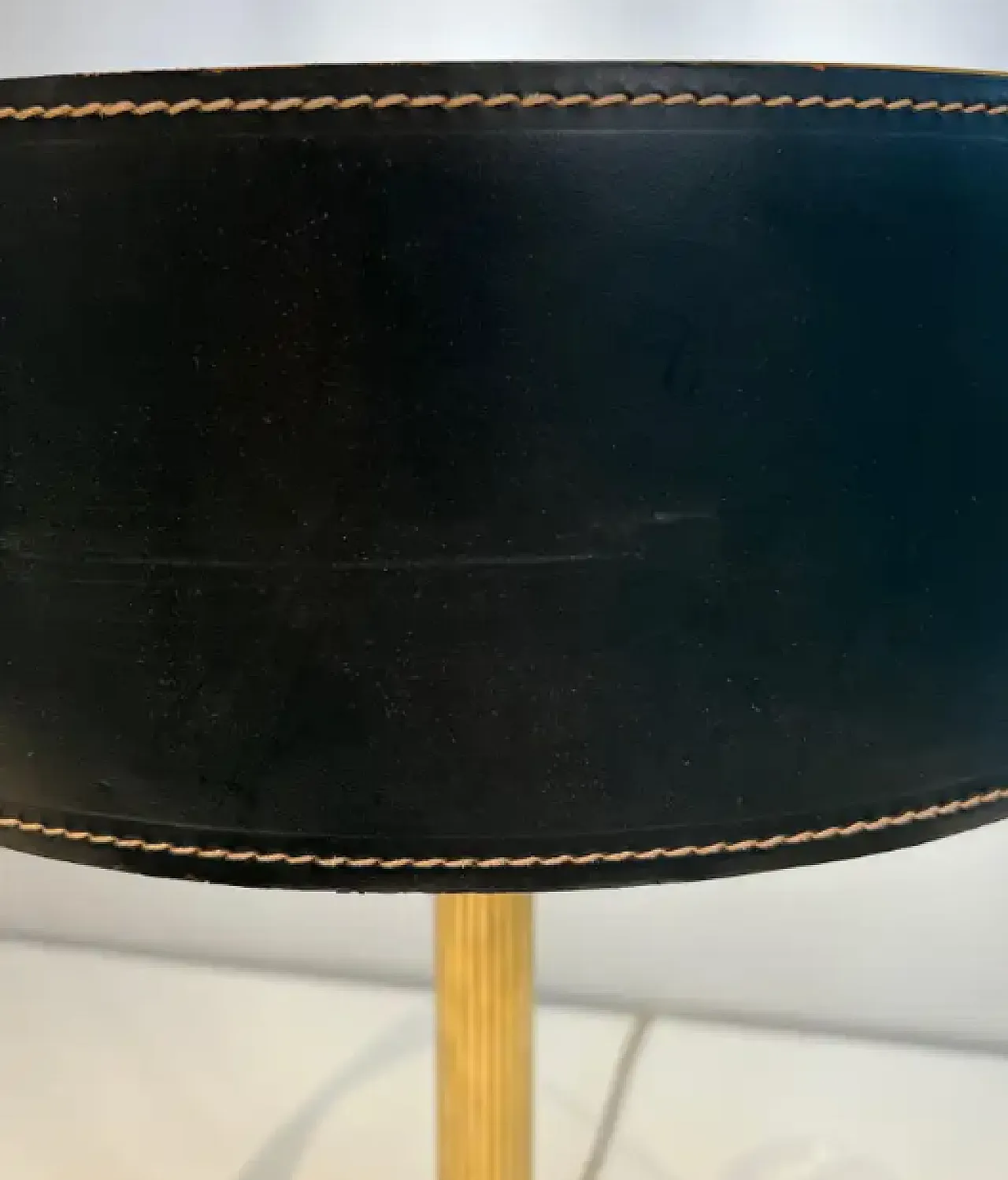 Black leather and brass desk lamp, 1970s 5