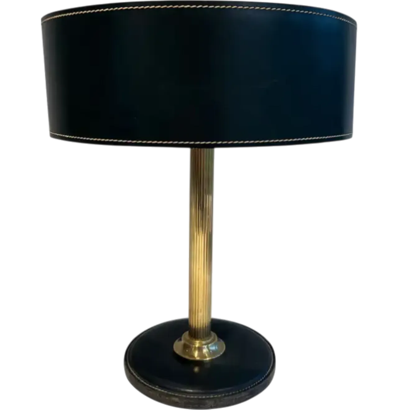 Black leather and brass desk lamp, 1970s 9