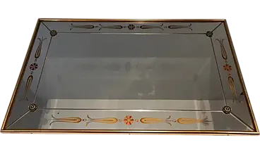 Engraved mirror with gold and red decorations, 1970s