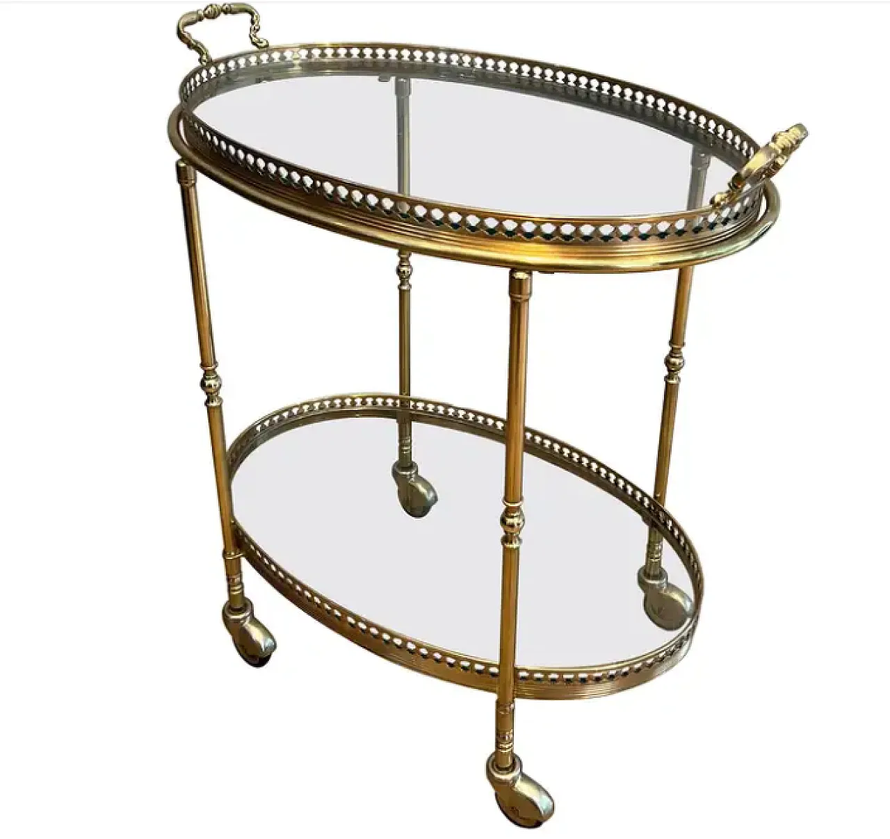 Brass bar trolley attributed to Maison Jansen, 1940s 1