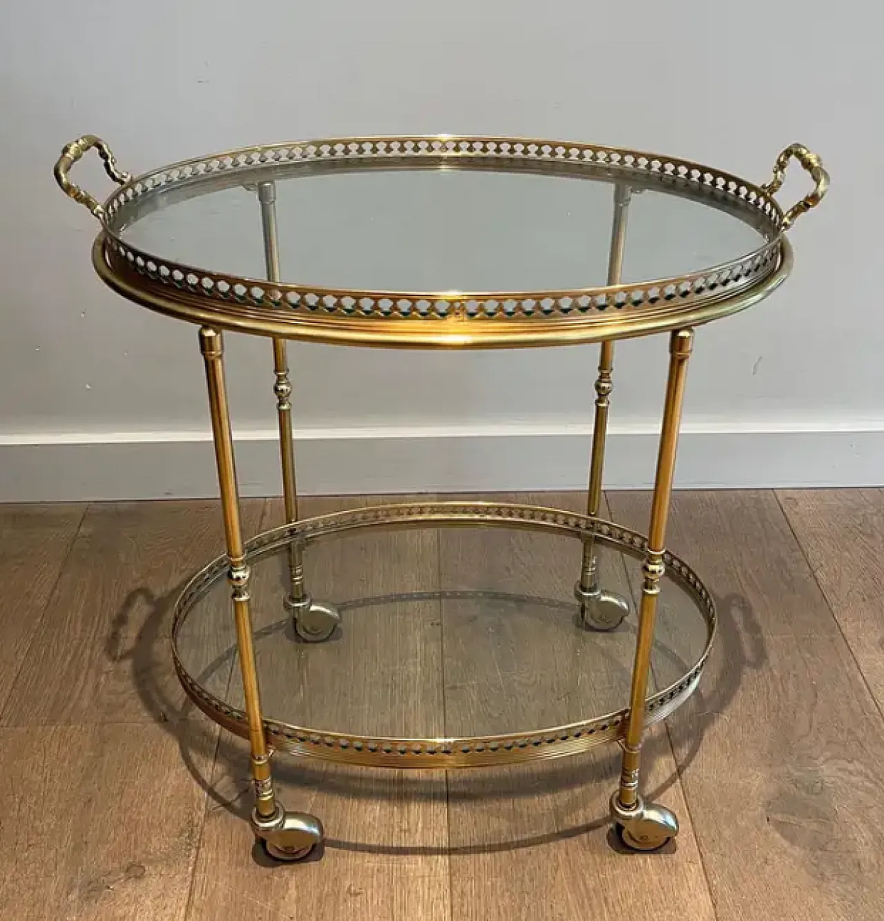 Brass bar trolley attributed to Maison Jansen, 1940s 2