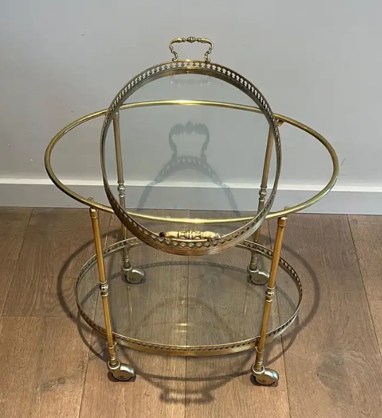 Brass bar trolley attributed to Maison Jansen, 1940s 3