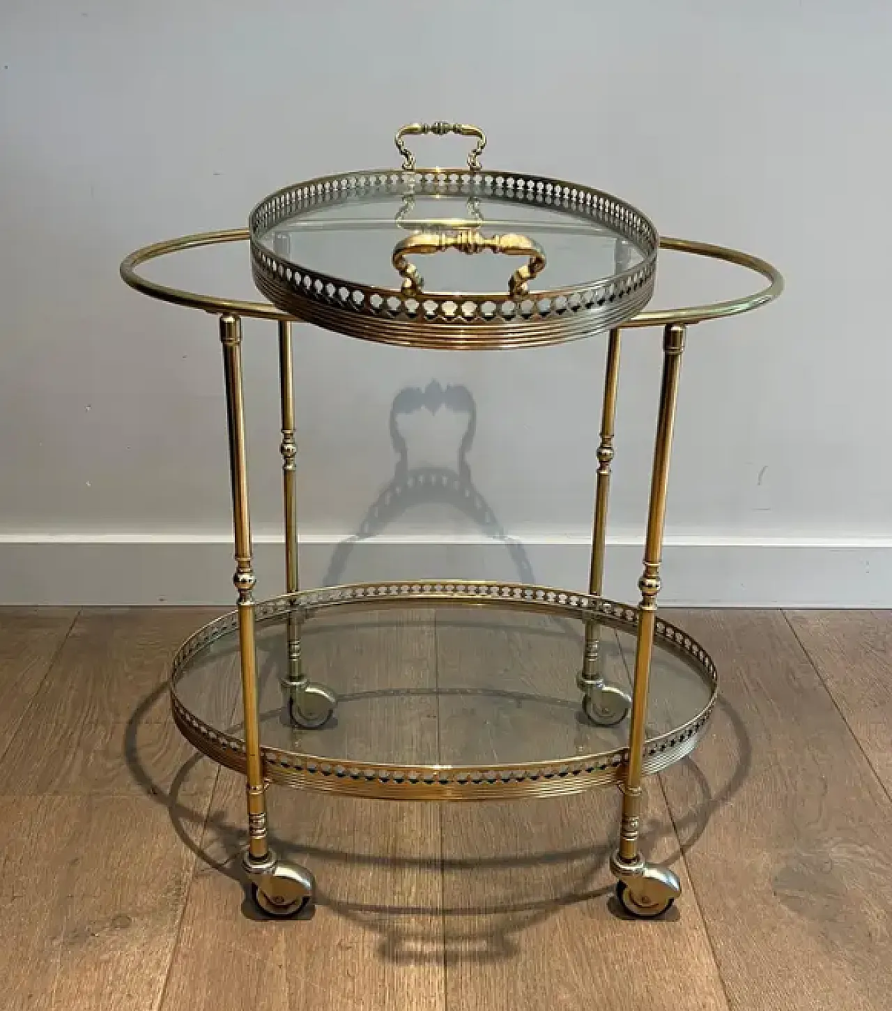 Brass bar trolley attributed to Maison Jansen, 1940s 4