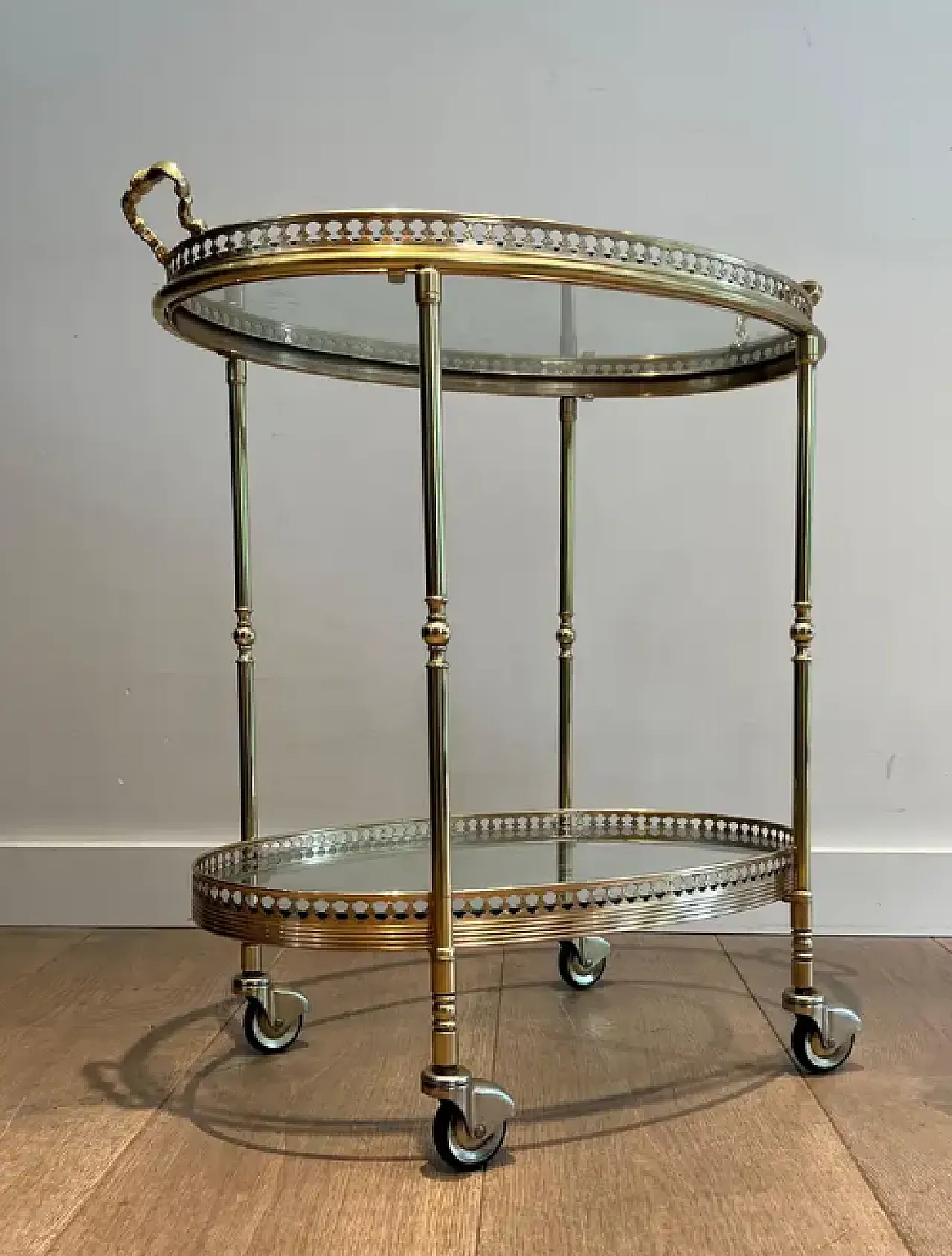 Brass bar trolley attributed to Maison Jansen, 1940s 12