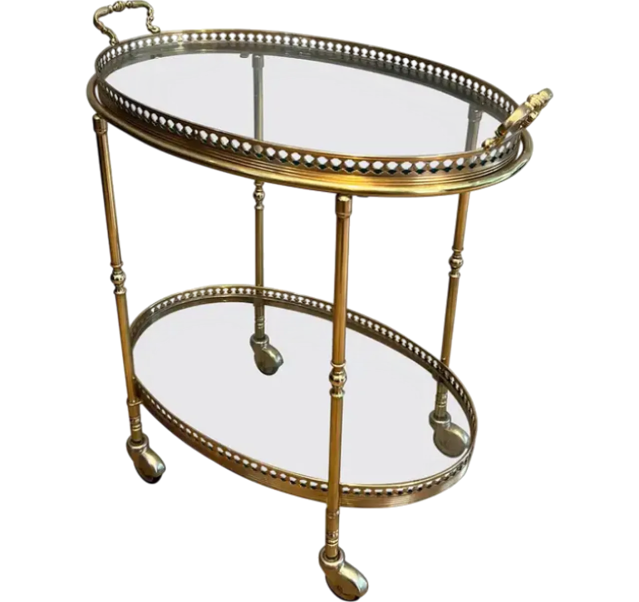 Brass bar trolley attributed to Maison Jansen, 1940s 14