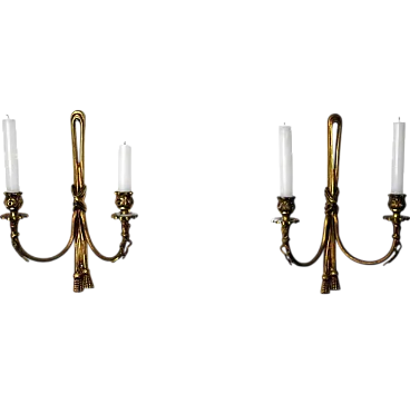 Pair of brass candlesticks, 1980s