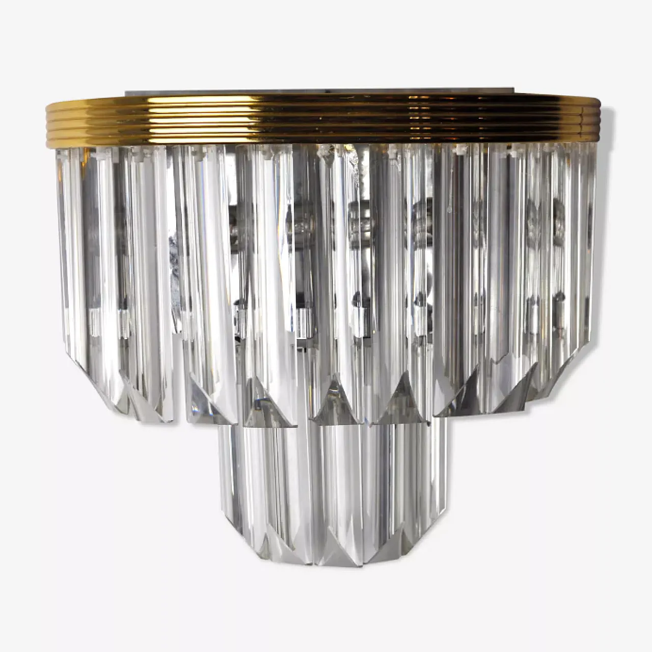 Murano glass and metal wall sconce by Venini, 1970s 1