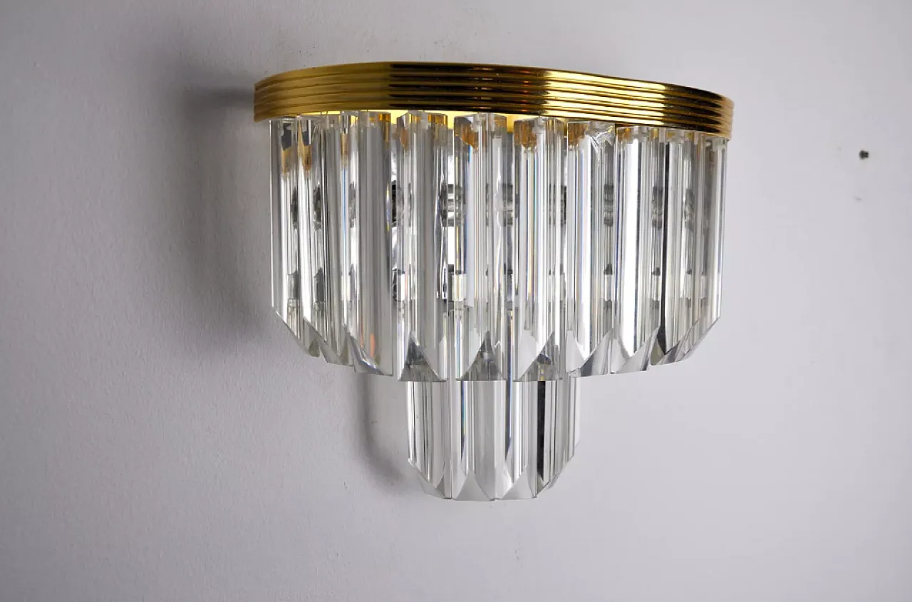 Murano glass and metal wall sconce by Venini, 1970s 3