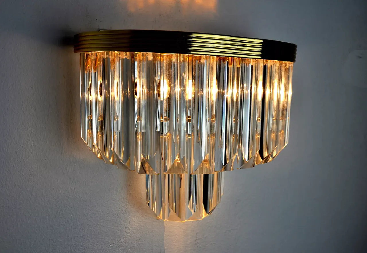 Murano glass and metal wall sconce by Venini, 1970s 6