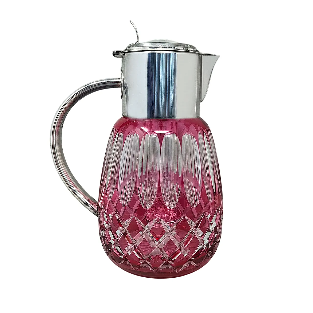 Caraffa in cristallo di Boemia rossa, anni '60 1