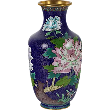 Vaso Cloisonné cinese con decorazioni colorate, '900