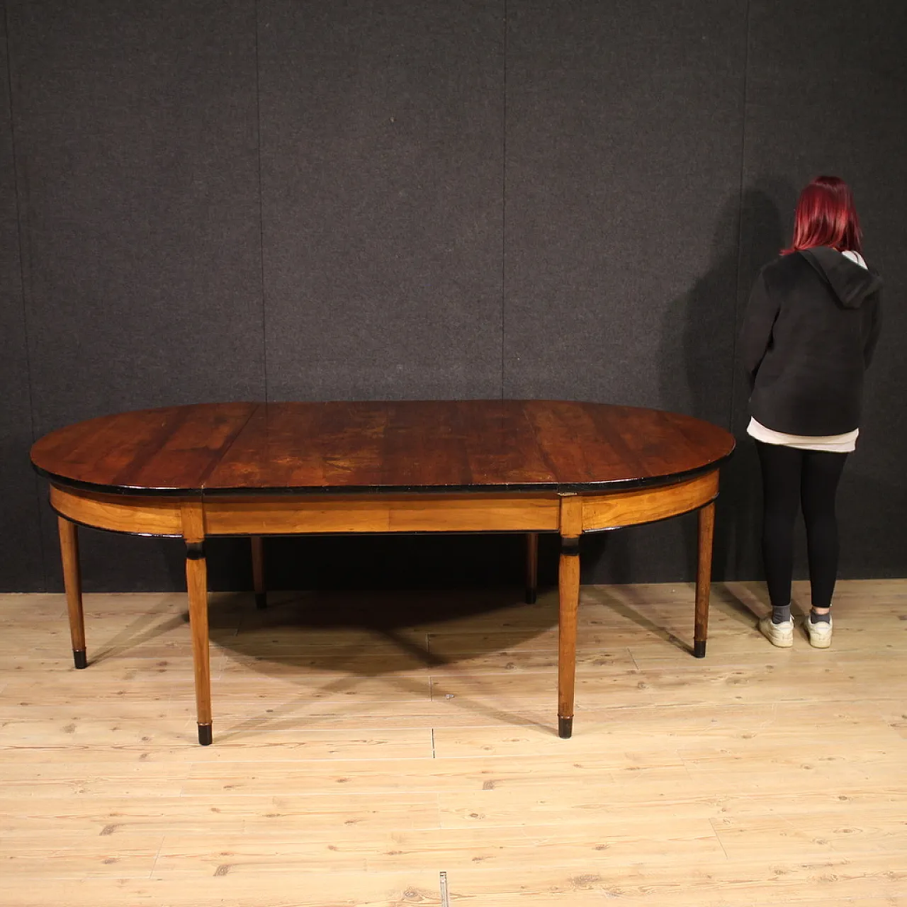 2 Biedermeier style consoles joined in extendable table, 20th century 2