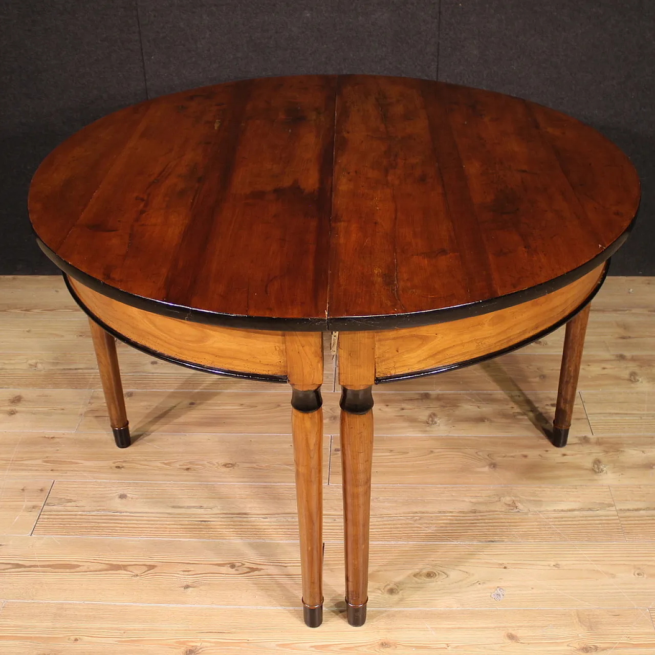 2 Biedermeier style consoles joined in extendable table, 20th century 12