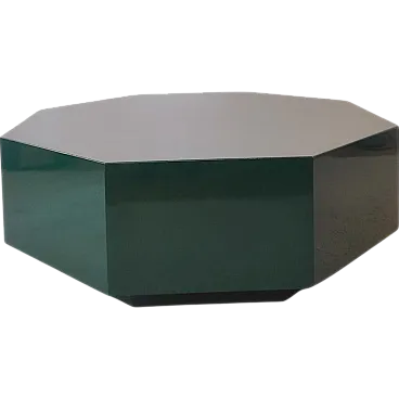 French octagonal coffee table in green lacquered wood, 1970s