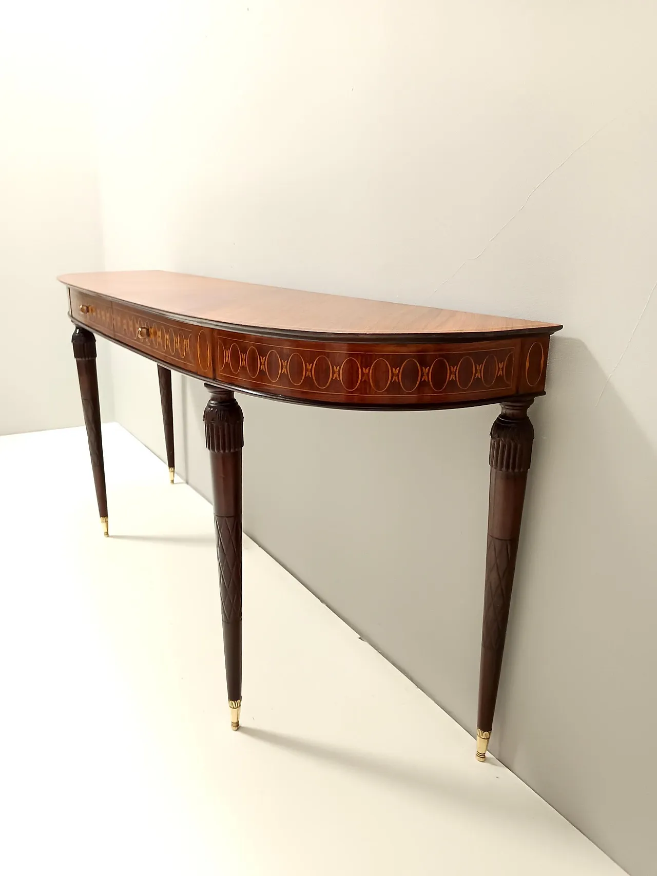 Large Canaletto Walnut Console Table attr. to Paolo Buffa with Two Drawers 5