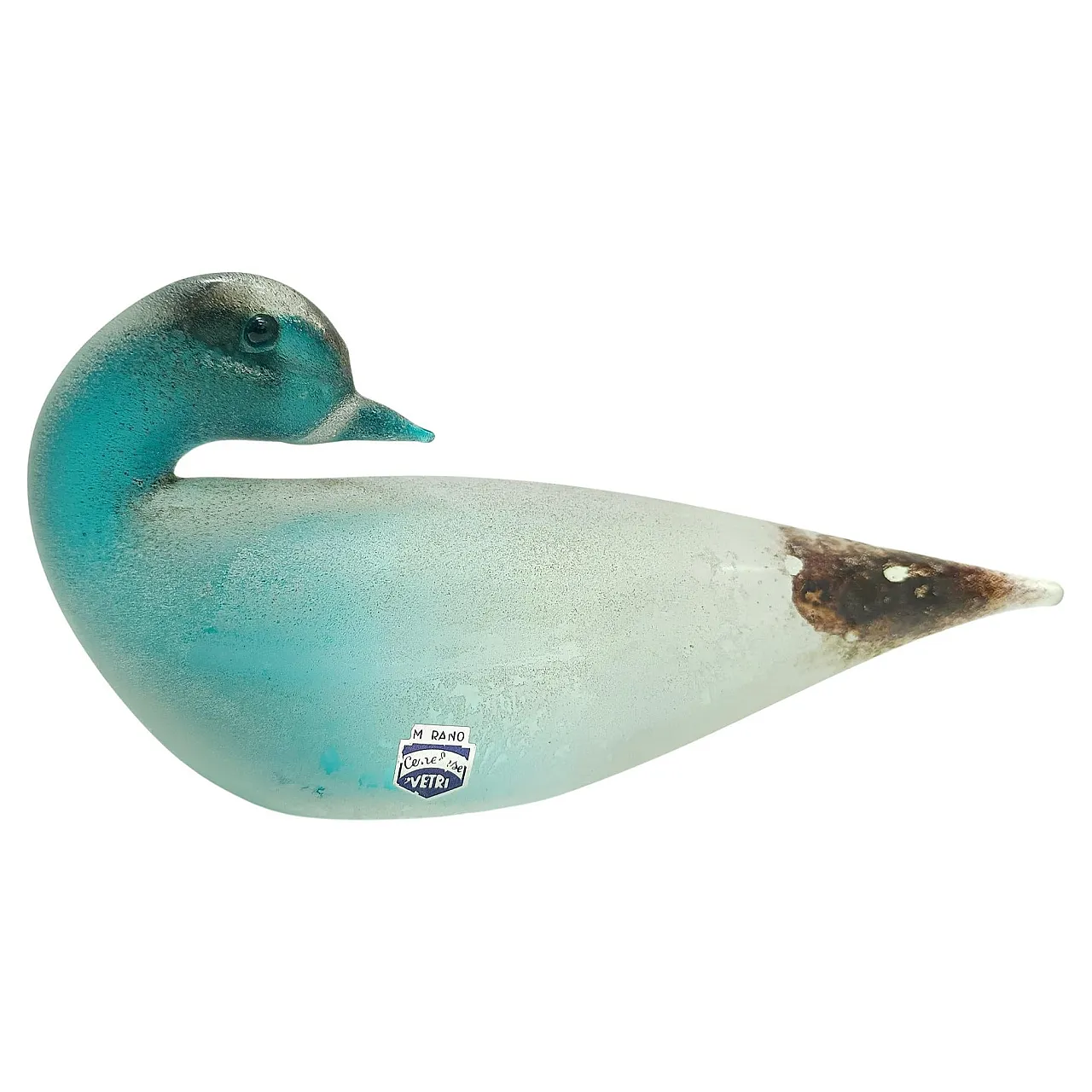 Teal Scavo Glass Bird by Gino Cenedese, 60s 1