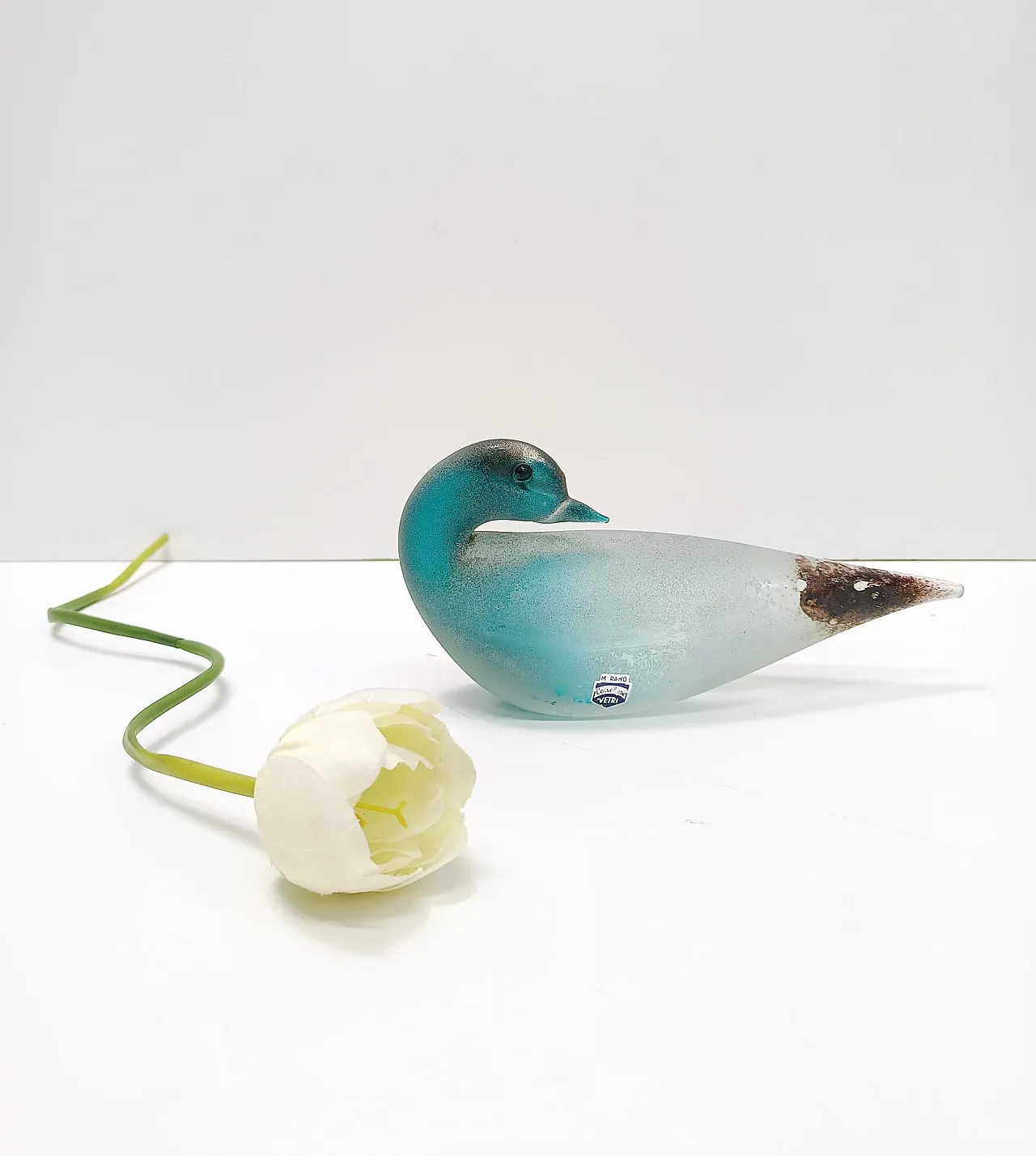 Teal Scavo Glass Bird by Gino Cenedese, 60s 2