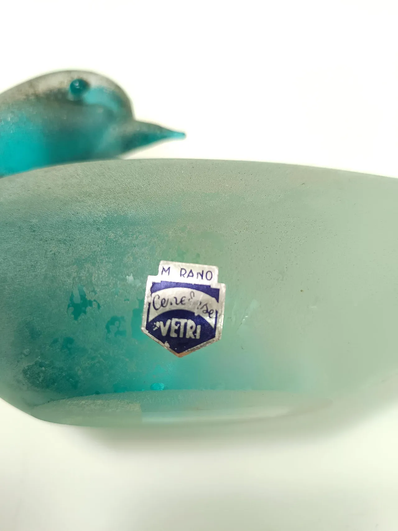 Teal Scavo Glass Bird by Gino Cenedese, 60s 10