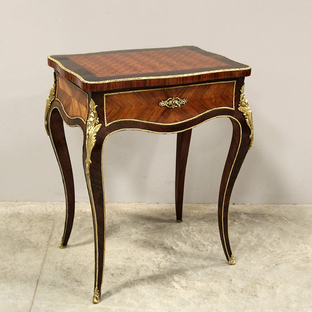 Napoleon III inlaid vanity table with gilded bronzes, 19th century 2