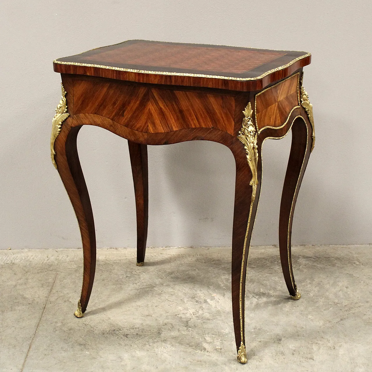 Napoleon III inlaid vanity table with gilded bronzes, 19th century 11