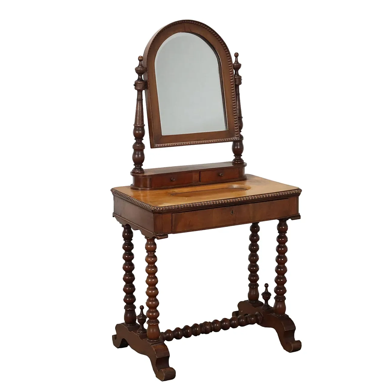 Louis Philippe Vanity Table in walnut with Drawers, 19th Century 1