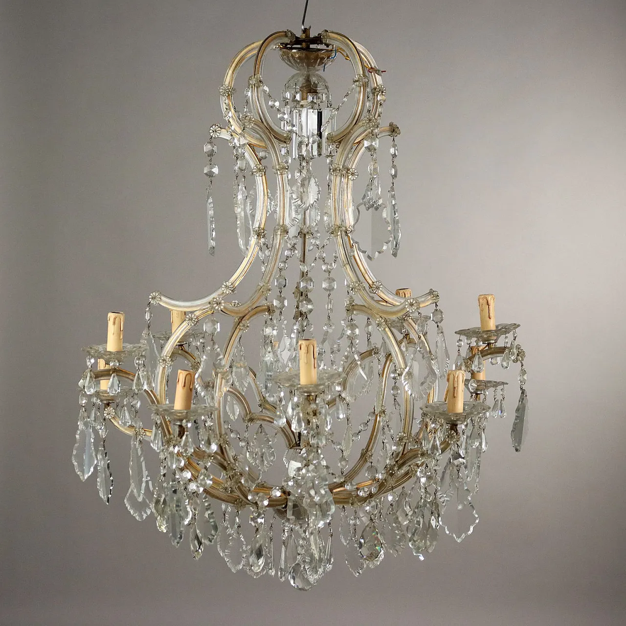 Chandelier Maria Theresa in glass, 20th century 1