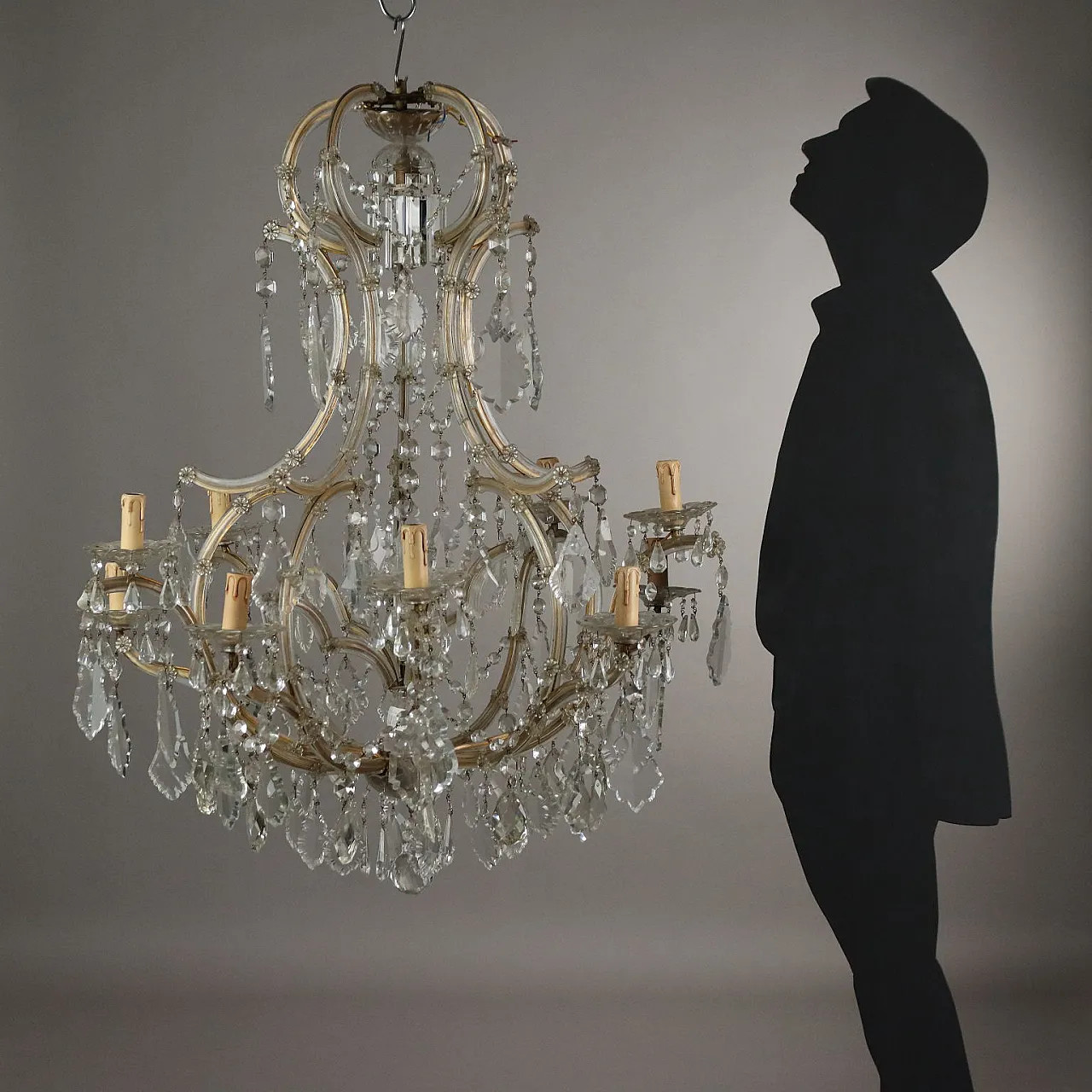 Chandelier Maria Theresa in glass, 20th century 2