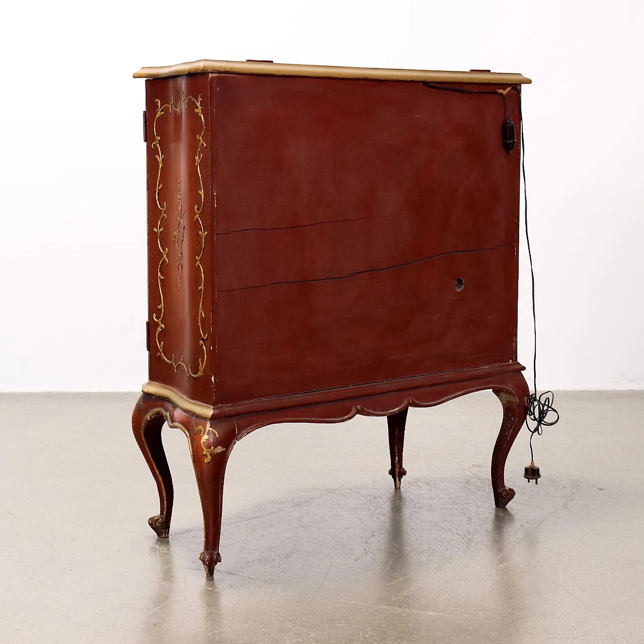 Side Bar cabinet Baroque style in lacquered & gilded wood, 20thCentury 8