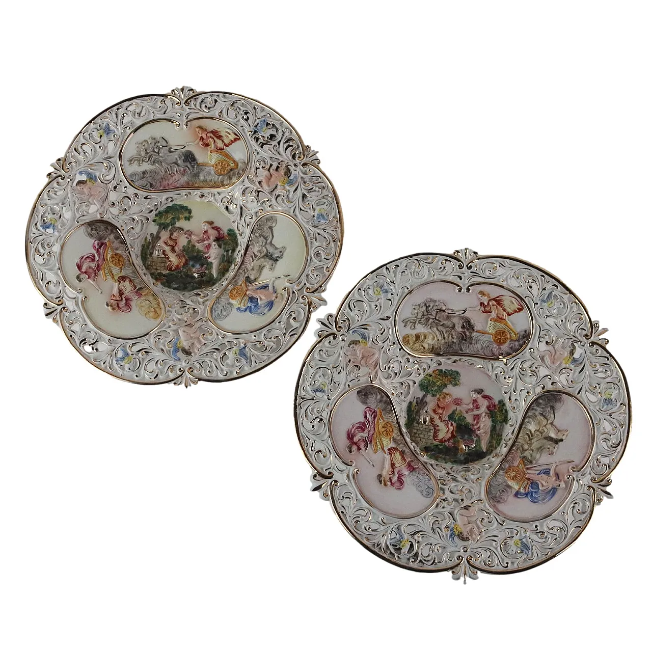 Plates Capodimonte ceramic, 1960s 1