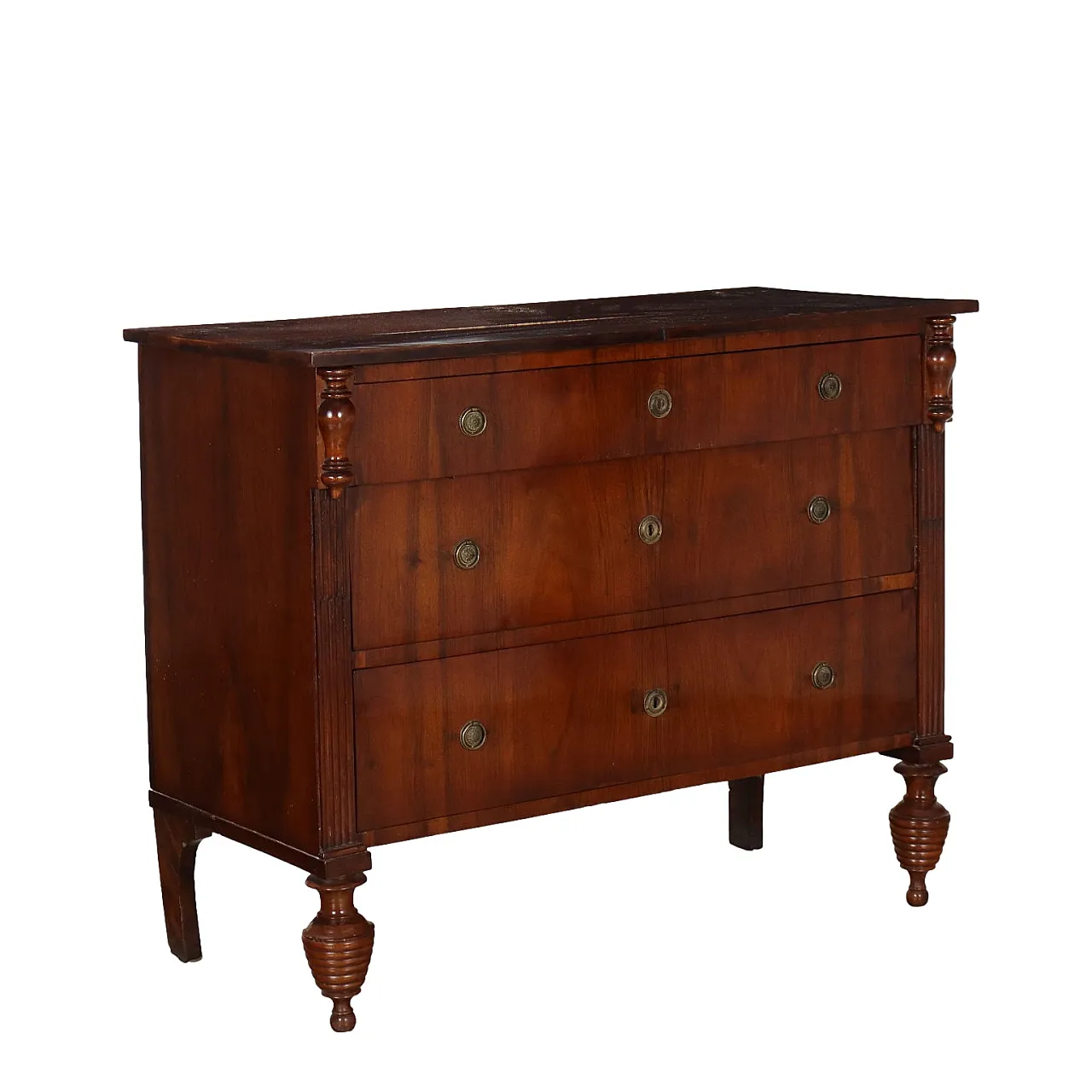 Walnut chest of drawers with three drawers, 19th century 1