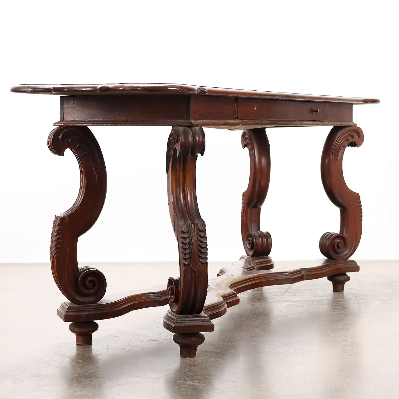 Poplar and walnut writing desk, early 20th century 3