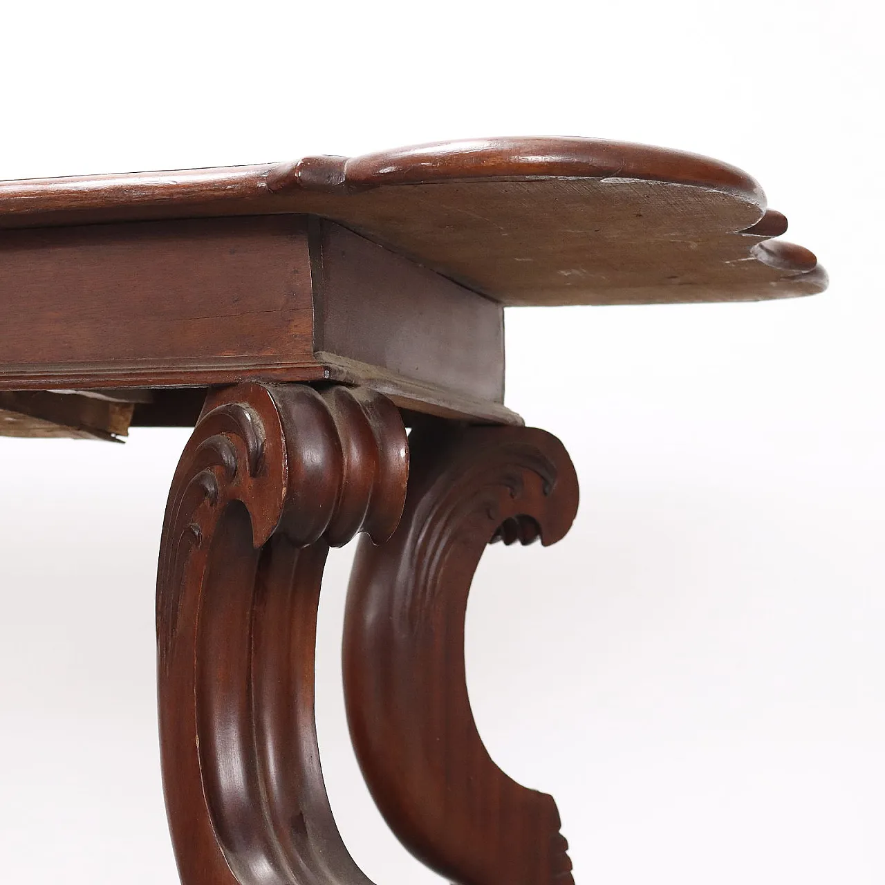 Poplar and walnut writing desk, early 20th century 4