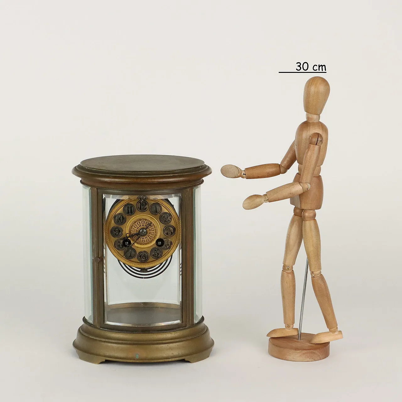 Bronze and glass table clock, 20th century 2