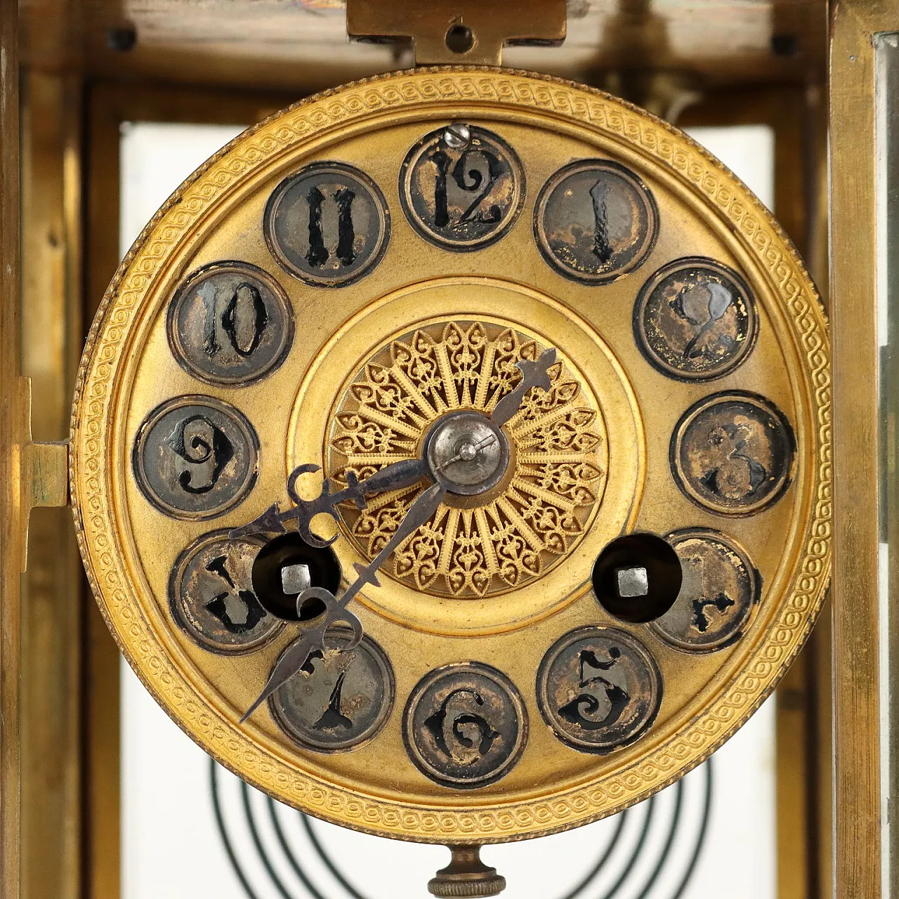 Bronze and glass table clock, 20th century 3