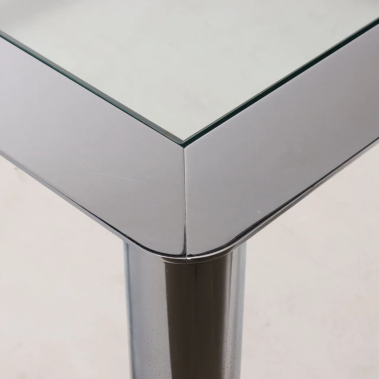 Table chromed metal glass, 1960s-1970s 4