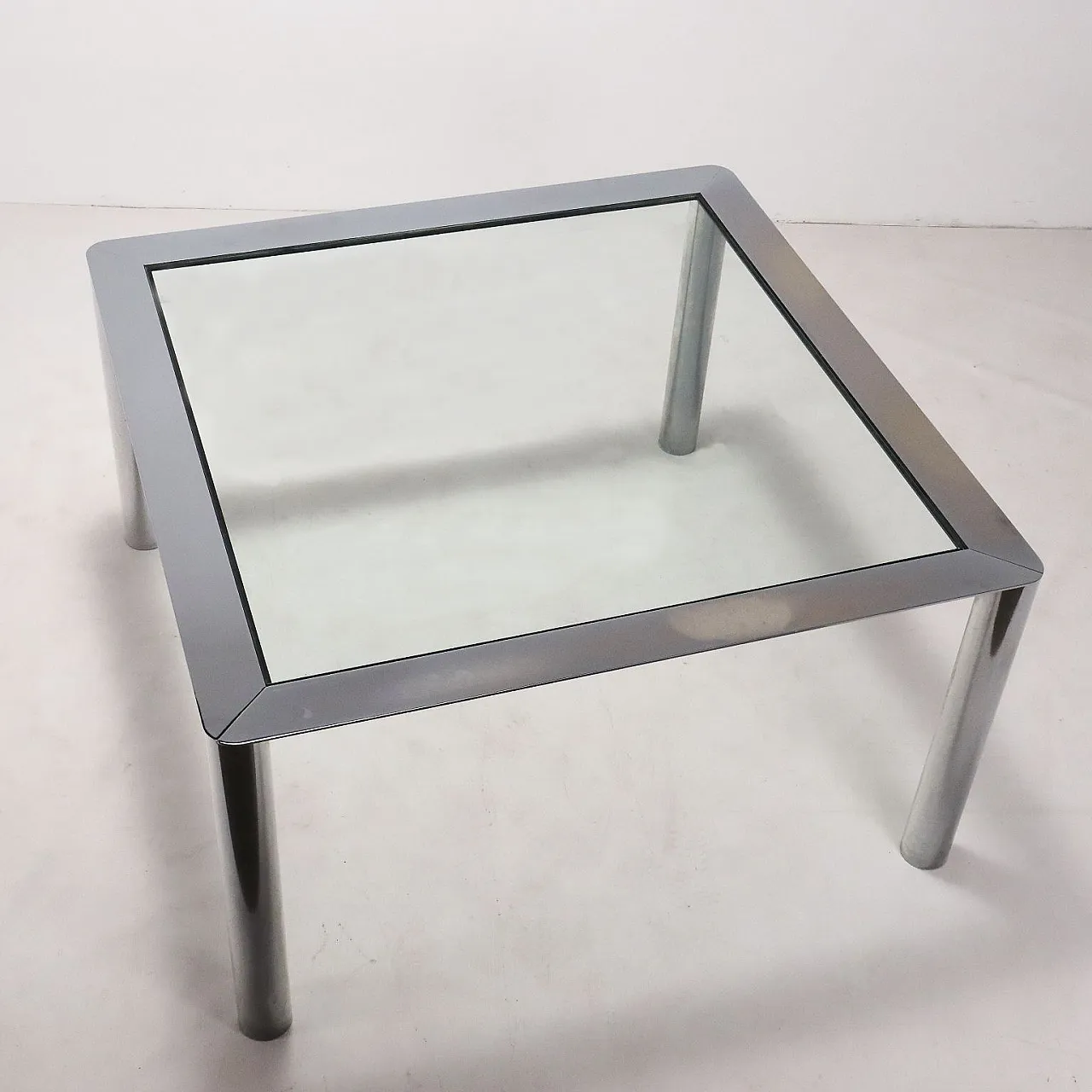 Table chromed metal glass, 1960s-1970s 6