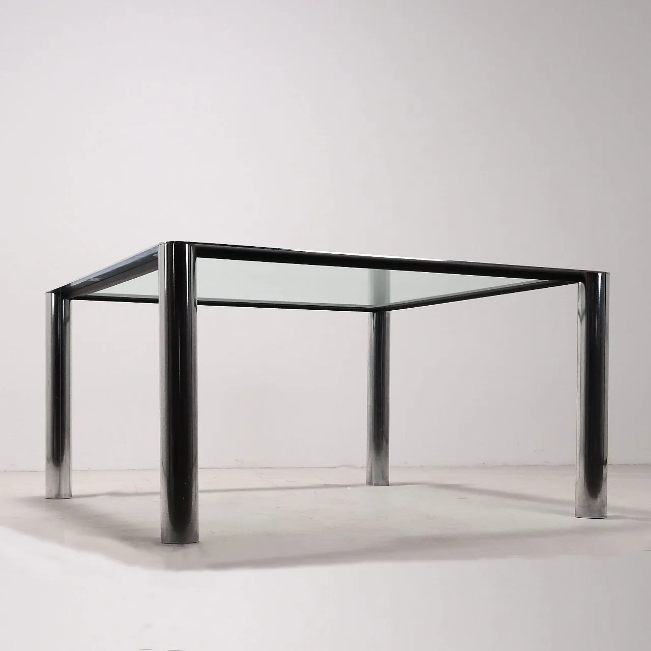 Table chromed metal glass, 1960s-1970s 8