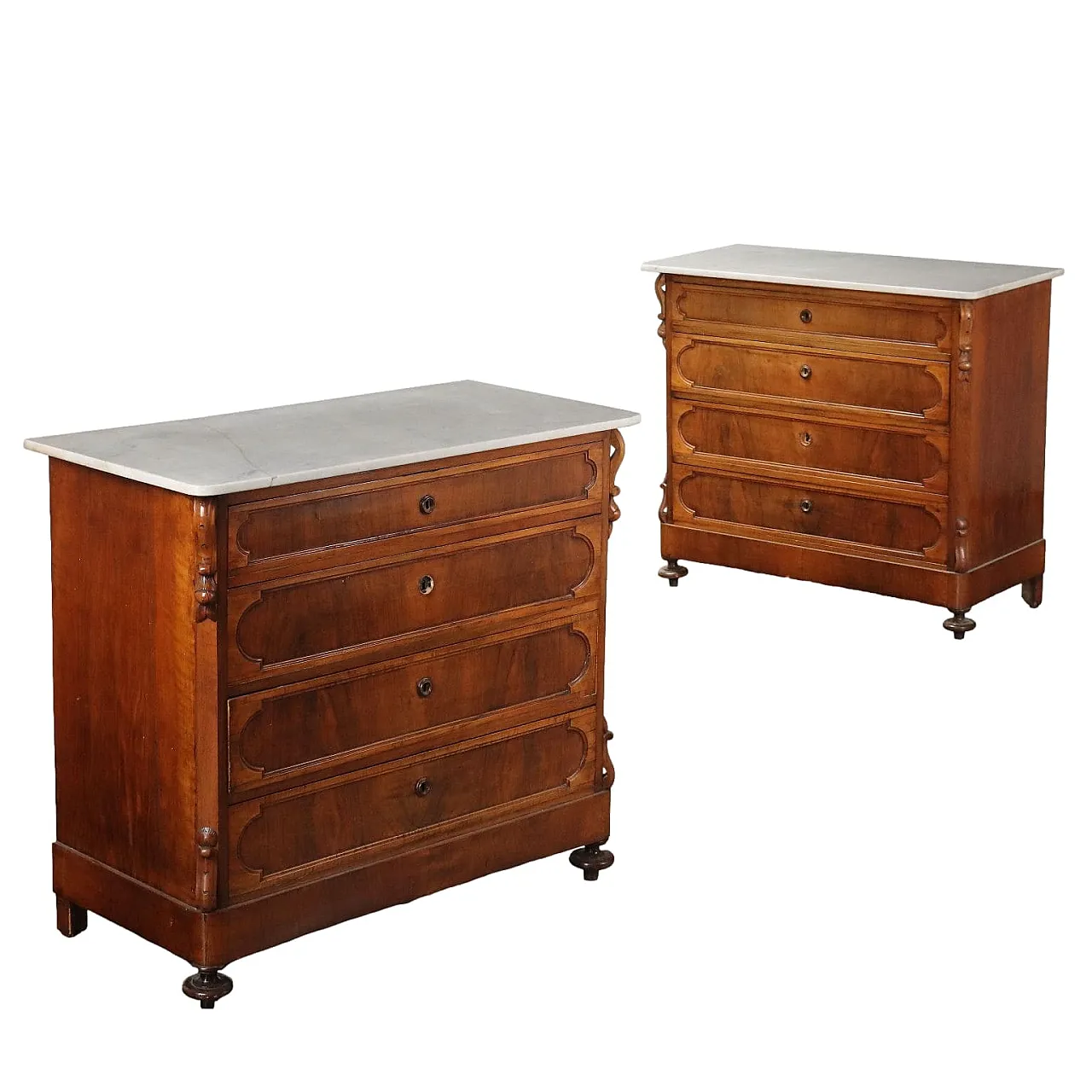 Pair of Louis Philippe wooden chests of drawers, 19th century 1