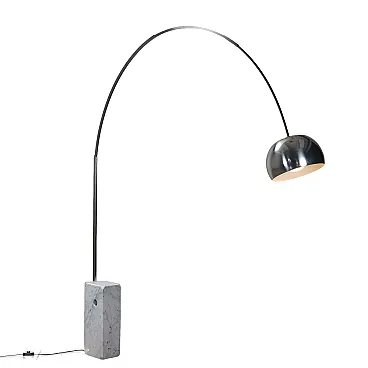 Arco floor lamp in steel & marble by F.lli Castiglioni for Flos, 1980s