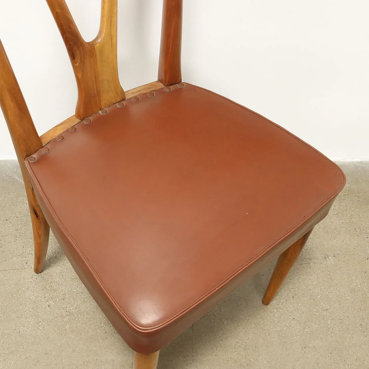 6 Wooden and imitation leather chairs, 1950s 6