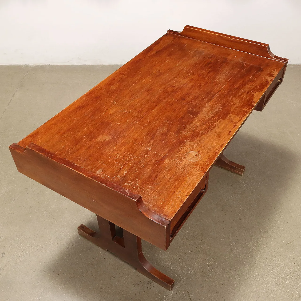 Teak veneered wood writing desk, 1960s 9