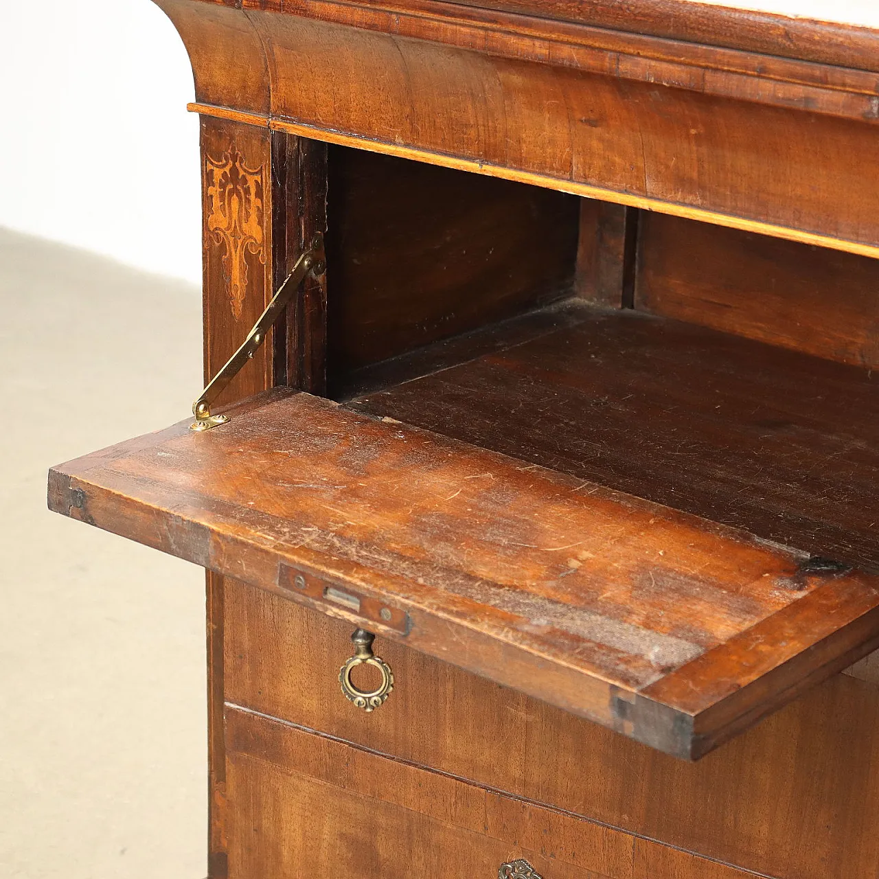 Antique Bedside Table Charles X Walnut Maple Italy XIX Century 4