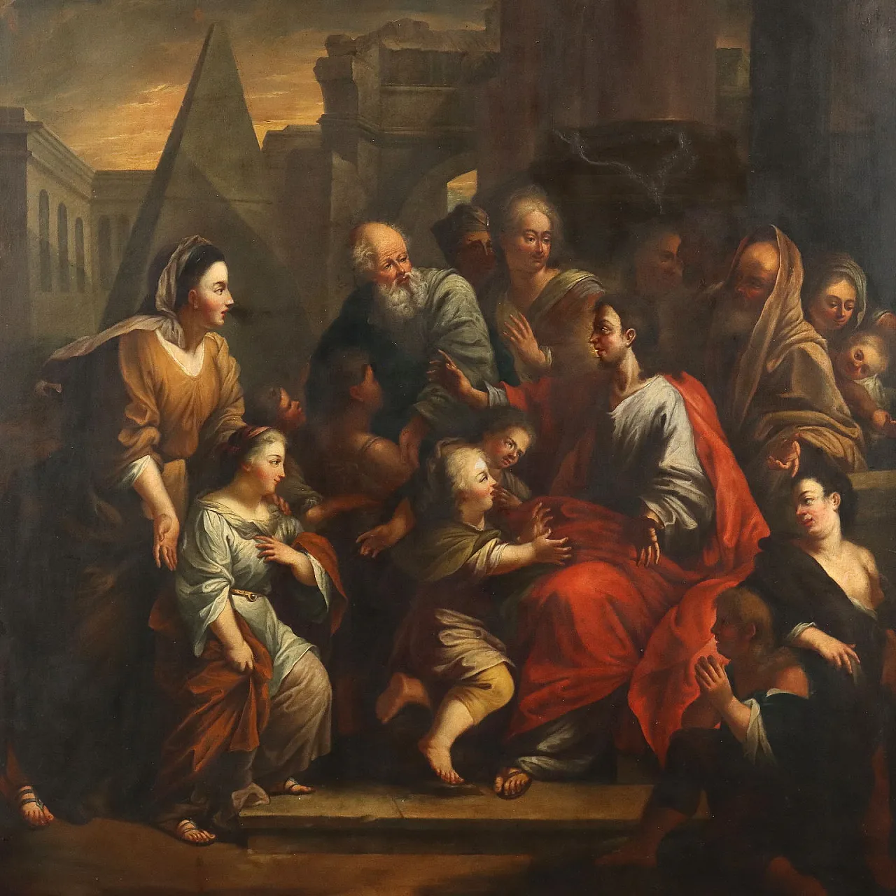 Painting Jesus and the Children, oil on canvas, 18th century 3