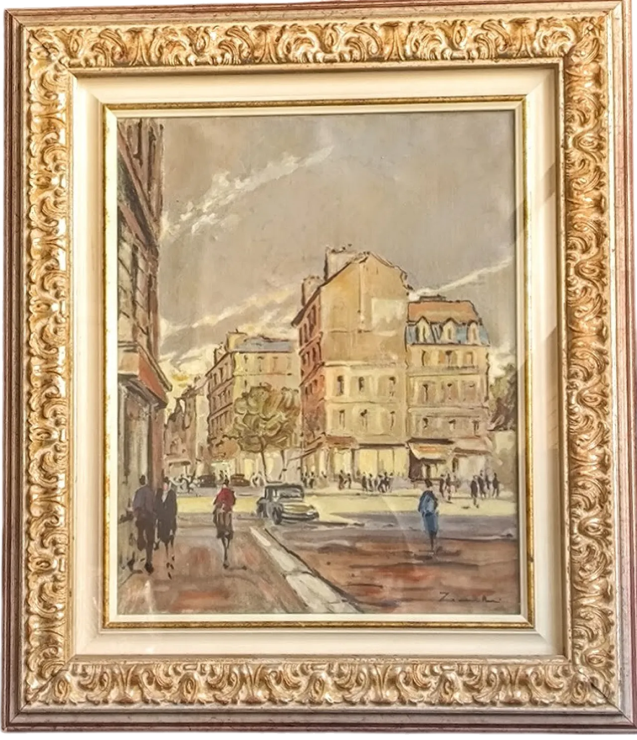 Quadro "Paesaggio Urbano" Parigi di Zamboni, olio su tela, anni '60 6